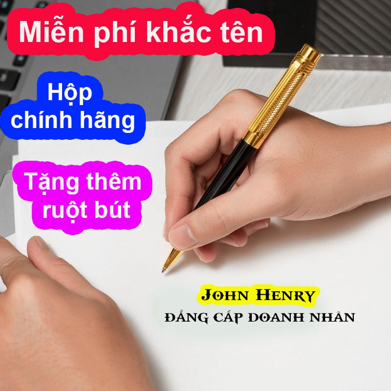 Khắc tên theo yêu cầu Tặng Kèm Hộp & Ruột Mực  John Henry  - Bút bi ký tên kim loại cao cấp JH 036