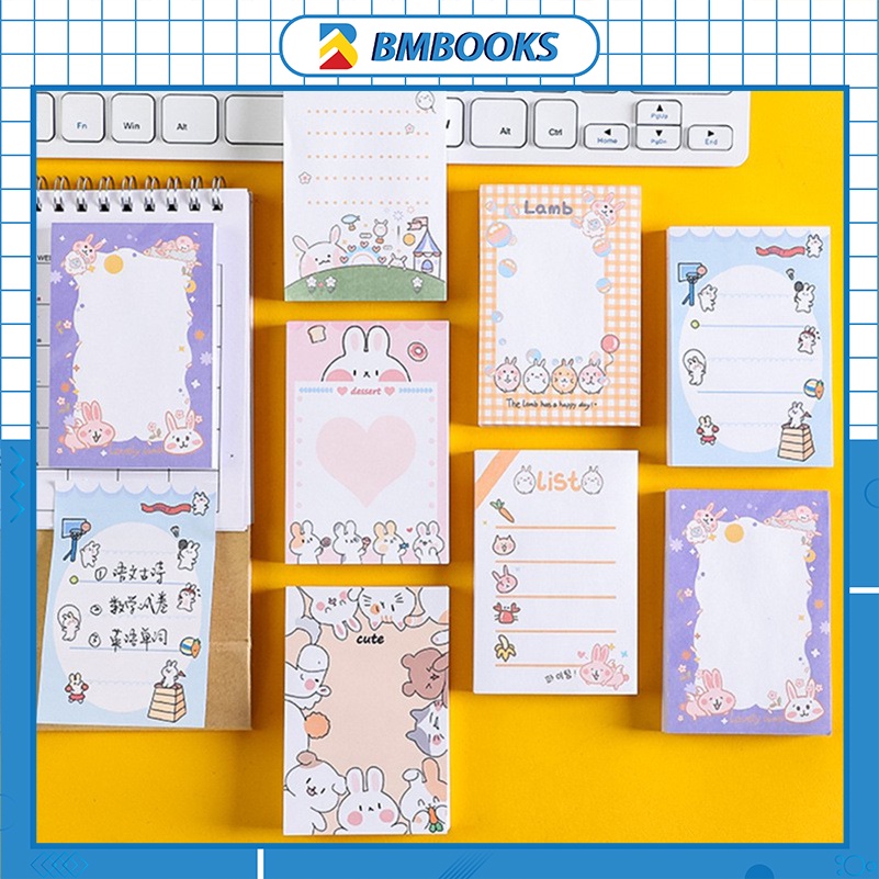 Giấy note ghi chú set 100 tờ hình hoa quả dễ thương tiện dụng BMBooks