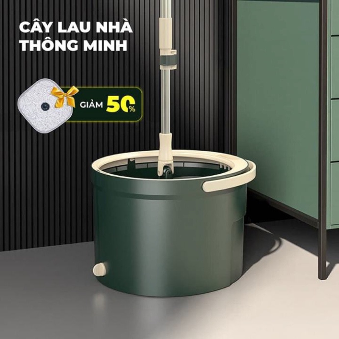 🔥 Đánh Sạch Vết Bẩn 🔥 Cây, Chổi Lau Nhà Thông Minh Smart Nano F12 Xoay 360 Độ - Miếng Lau Tròn Siêu Thấm Chất Bẩn