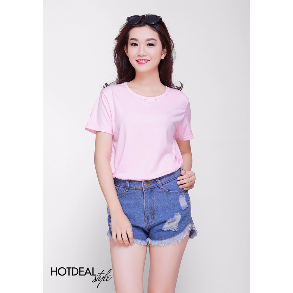 ÁO THUN TRƠN CỔ TRÒN MÀU HỒNG NHẠT TAY NGẮN NAM NỮ ( CÓ CẢ SIZE EM BÉ ) ATH13