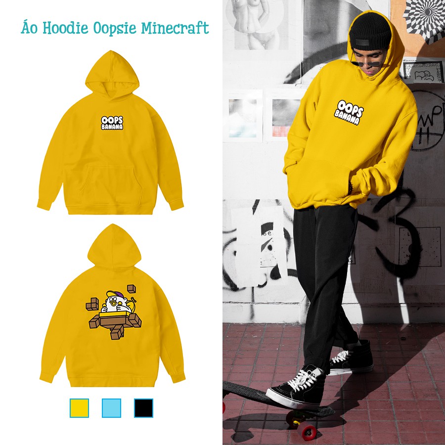[TALK!] Áo Hoodie Oopsie Minecraft unisex năng động dành cho fan Oops Banana