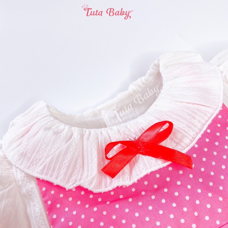 Body Bé Gái Chấm Bi Hồng Cộc Tay Kèm Turban FREESHIP, Body   Bodysuit Cho Bé Gái Liền Thân