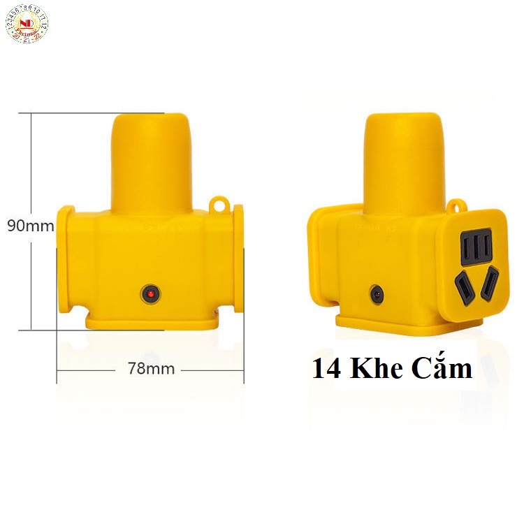 Ổ Cắm Điện Cao Su (Có đèn báo nguồn, 14 lỗ), Siêu Bền, Chống Va Đâp - Ổ Cắm Điện Đa Năng Chịu Tải Lớn 4000W/16A