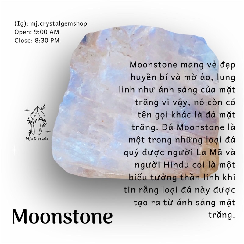 Đá thô Moonstone Brazil lọc màu trắng đẹp dùng sưu tầm, handmade, reiki, thanh tẩy tarot, thiền định