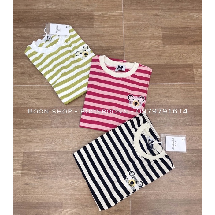 ÁO PHÔNG THÊU GẤU KẺ NGANG FROM RỘNG MS14882