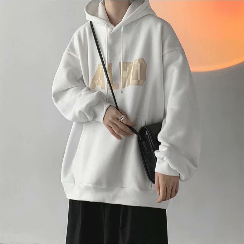 Áo hoodie cotton dáng rộng phong cách mùa thu đông Hồng Kông 2021 cá tính cho nam