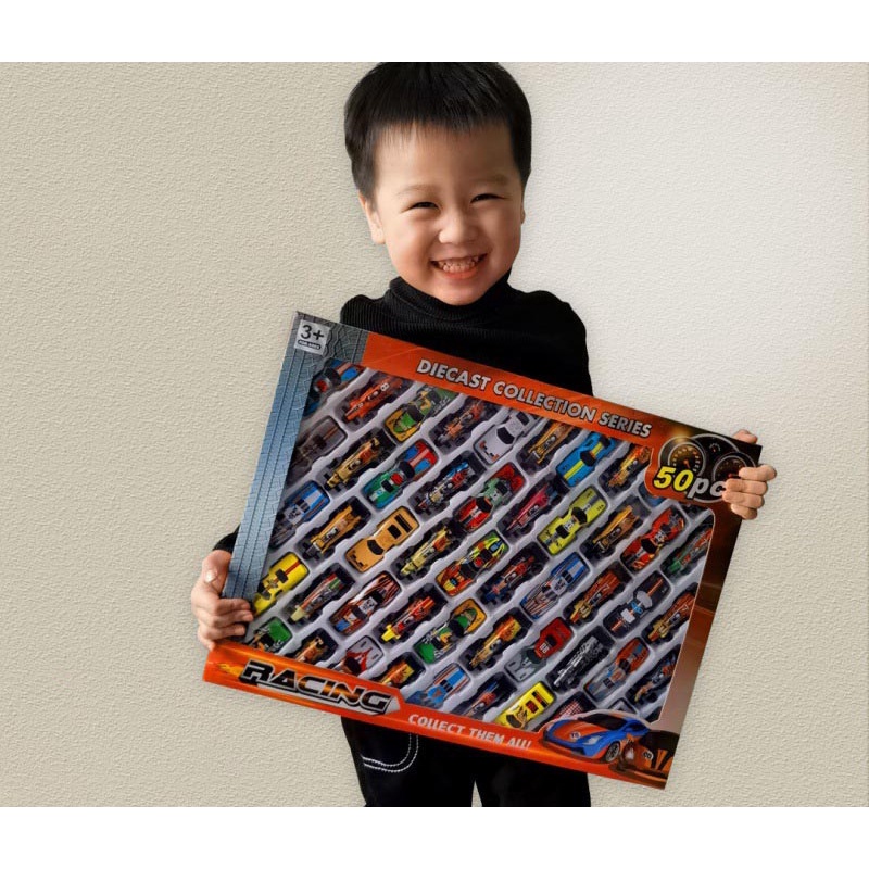 Set đồ chơi 50 oto sắt, mô hình ôt ô lắp kim loại, xe đua đồ chơi cho bé Beosmart