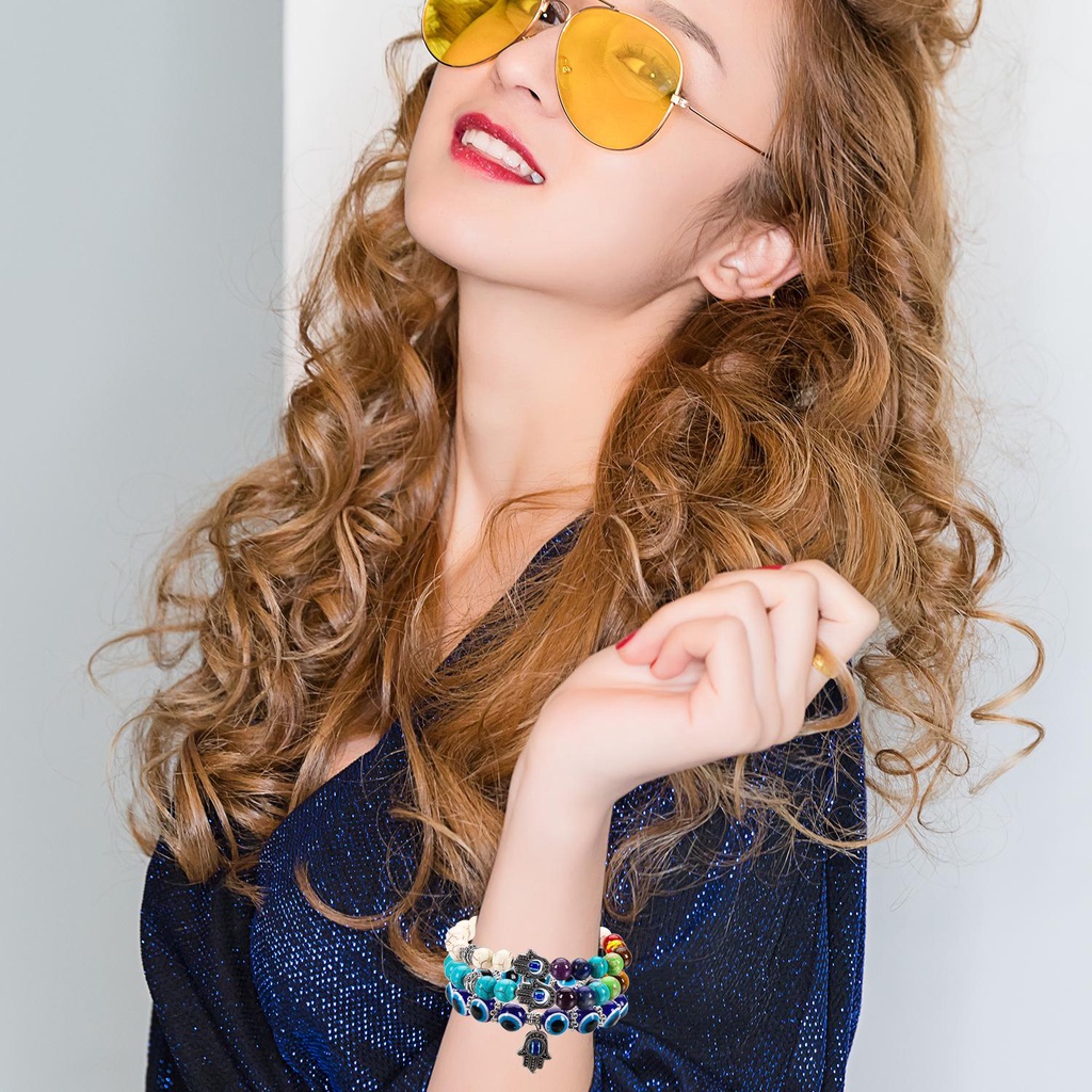 1/3 vòng tay chuỗi hạt đá mắt quỷ thời trang cho nữ