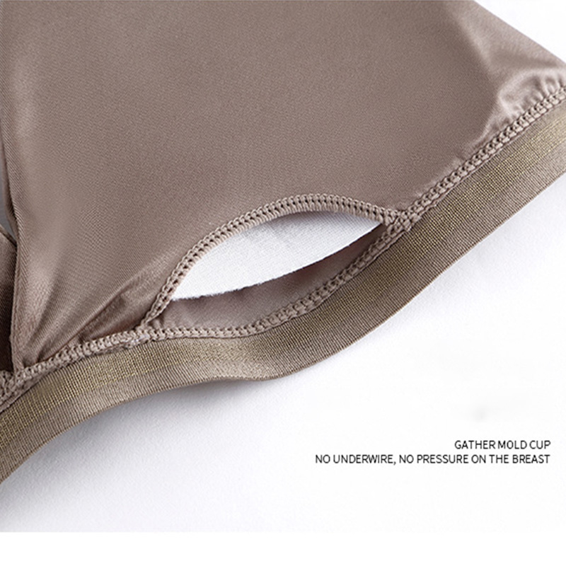 Áo ngực ZXYOUPING không gọng cúp tam giác lụa lạnh màu trơn size S-L thời trang mùa hè dành cho nữ