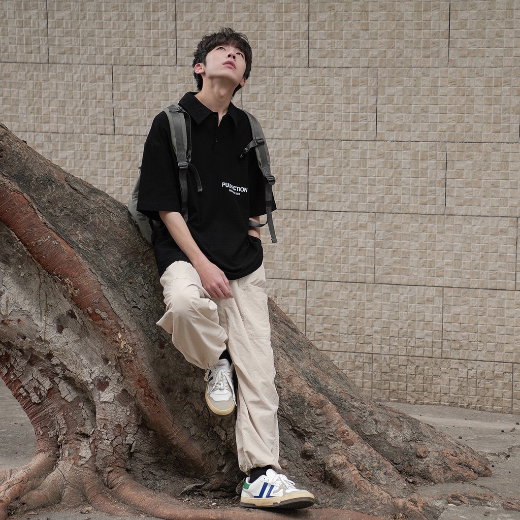 Áo polo Tay Ngắn Dáng Rộng In Họa Tiết Thời Trang Hàn Quốc Trẻ Trung Cho Nam