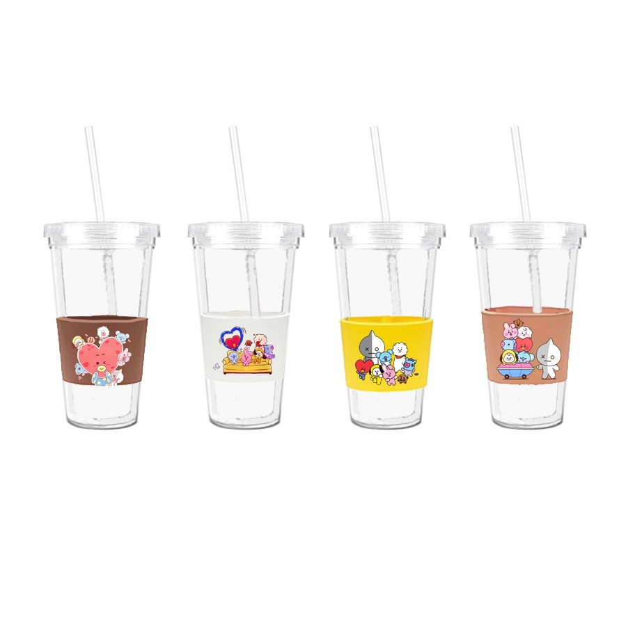 Cốc 2 lớp army bangtan kpop nhóm nhạc C2DI1 cốc giữ nhiệt ly 2 lớp da pu cốc làm lạnh dễ thương