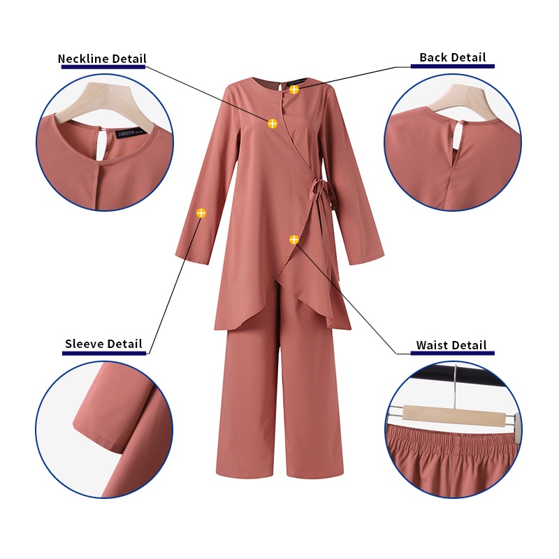 Bộ đồ hai mảnh Zanzea gồm áo tay dài và quần dài ống rộng màu trơn thiết kế đơn giản thời trang cho nữ