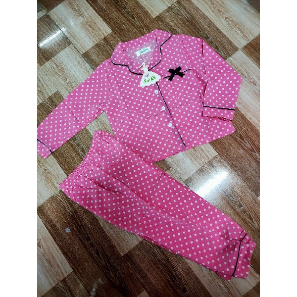 Bộ pijama tay dài quần dài vải lụa cao cấp cho bé gái (size nhí)
