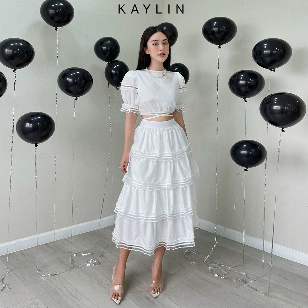 Set chân váy tầng áo croptop N1791 - KAYLIN
