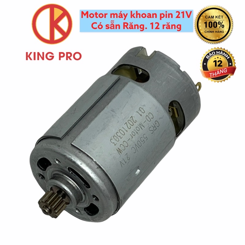Motor thay thế máy khoan Pin DC RS550 21V 19000rpm, Motor 550 12 răng 21V - Động cơ máy khoan pin
