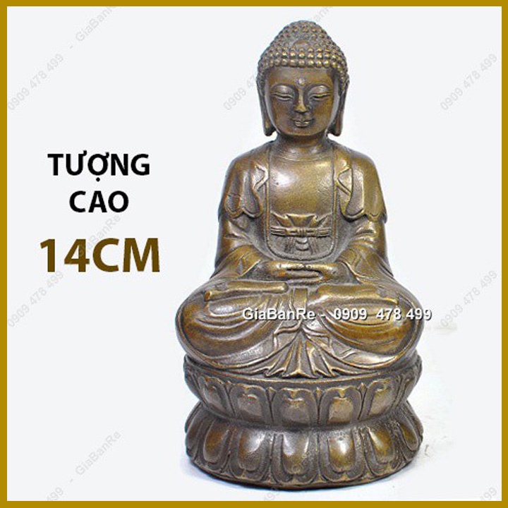 Tượng Đồng Đúc Giả Cổ Phật Thích Ca Ngồi Thiền – Cao 14cm - 6431