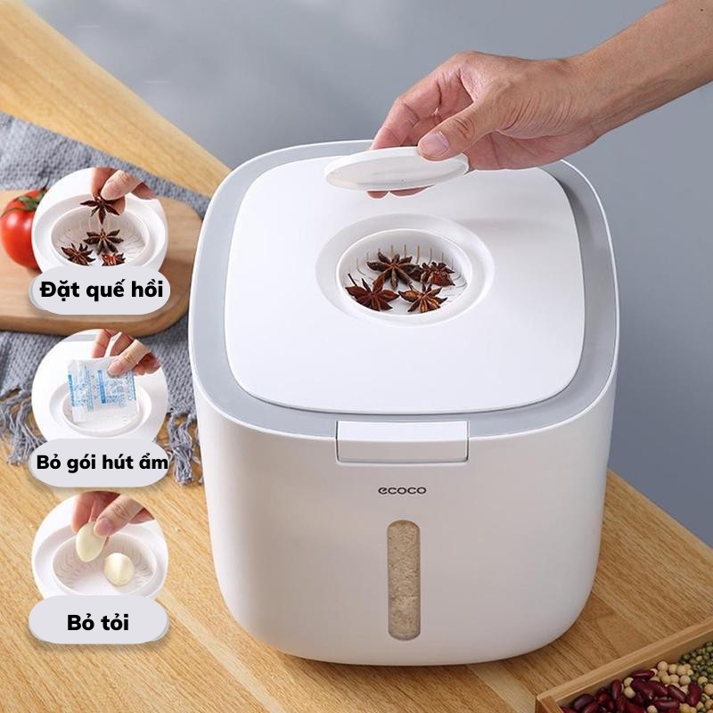 Thùng Đựng Gạo Ecoco Loại 5kg - 10kg Thông Minh Oenon Chống Thấm Chống Ẩm Chống Mối Mọt Cao Cấp Chính Hãng Oenen