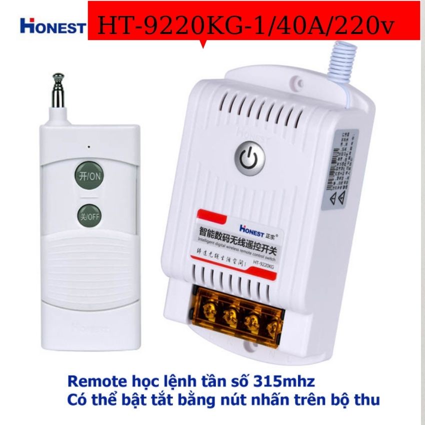 9220kg-40A-220V Bộ Điều Khiển Từ Xa Công Suất Lớn Honest HT-9220KG 1Km, điều khiển tắt bật máy bơm nước đèn điện