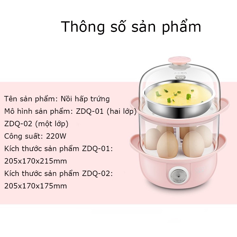 Nồi hấp mini hai tầng Lotor chính hãng - Nồi hấp trứng, rau củ quả - Nhỏ gọn tiện lợi - Bảo hành 12 tháng