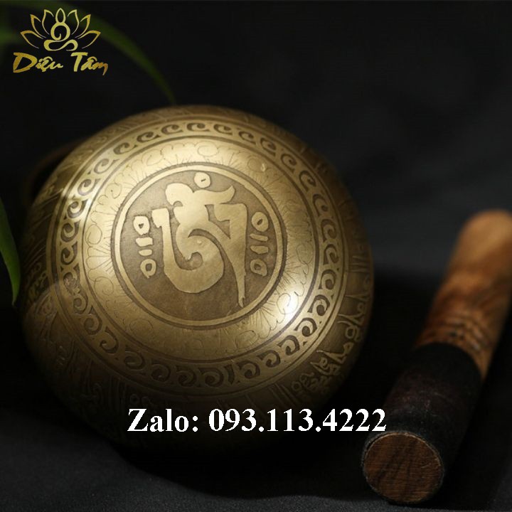 Bộ chuông xoay tây tạng Nepal đồng vàng đường kính 10.5cm