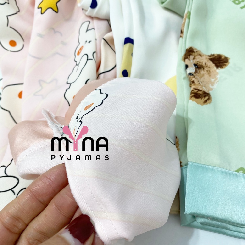 Bộ đồ ngủ trẻ em cộc dài chất lụa mango mịn mát in hình siêu cute