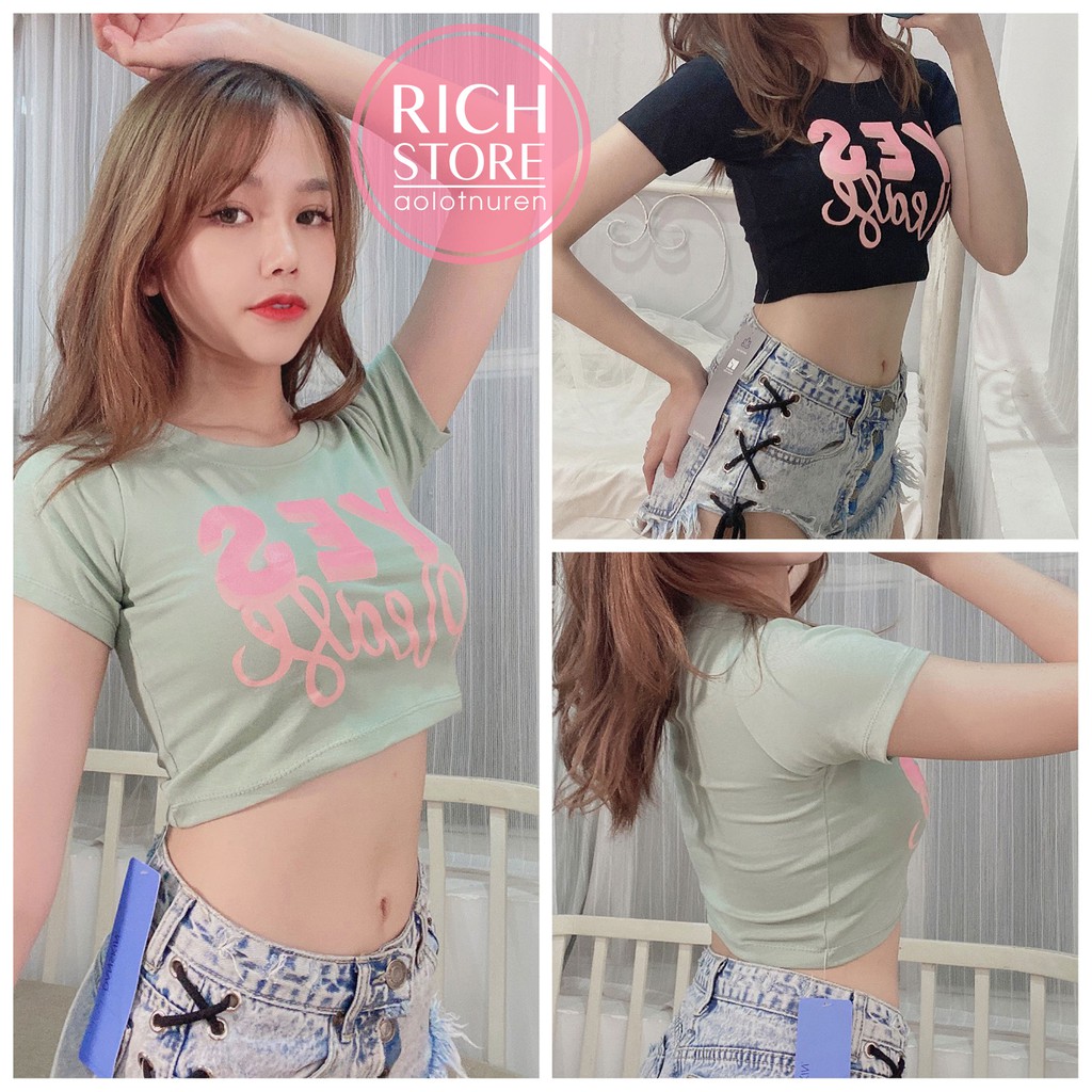 Áo croptop in chữ YES 5 màu RICH STORE CRT63