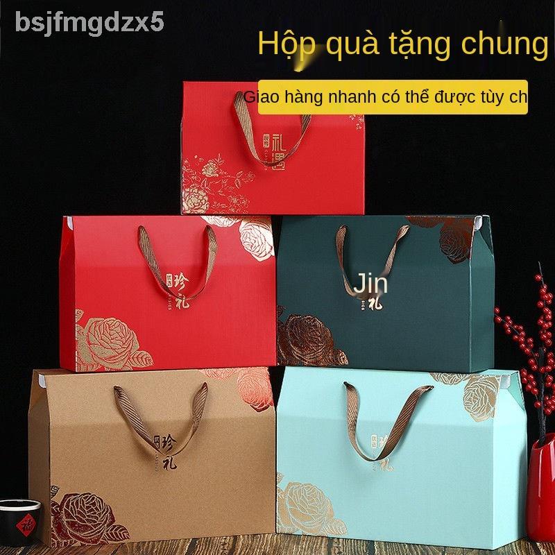 Hộp đóng gói bánh trung thu quà đặc biệt giấy Kraft màu đỏ cao cấp Thực phẩm nấu chín lớn rỗng Tùy chỉnh