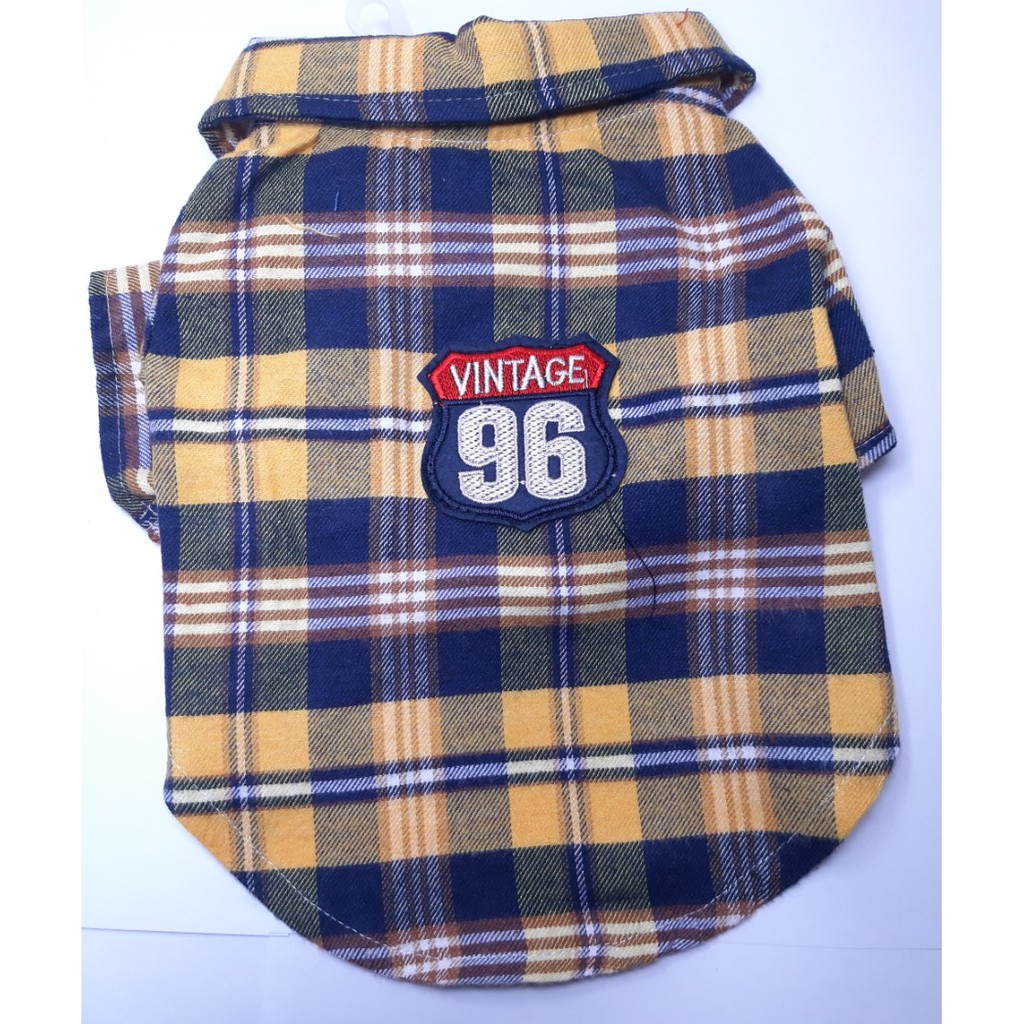 ÁO SƠ MI CHO THÚ CƯNG CHÓ MÈO In caro Thêu số 96 Chất liệu cotton mềm mại cao cấp - Pet shop Uytinpro