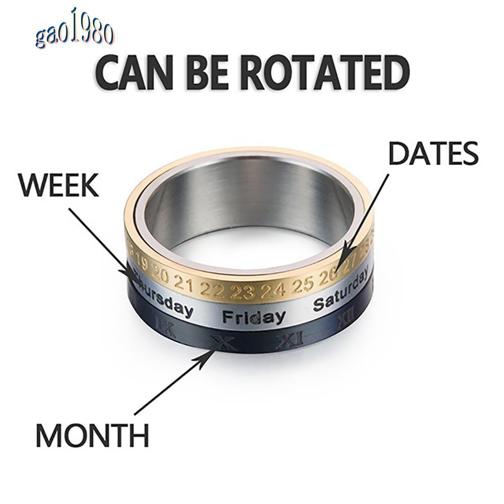 Ga_nhẫn Titan Ba Chiếc Nhẫn Xoay Hình Lịch Ngày Tuần Tháng Sáng Tạo