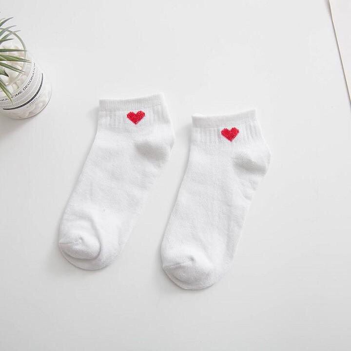 Tất vớ nữ cổ ngắn hình trái tim phong cách Hàn Quốc