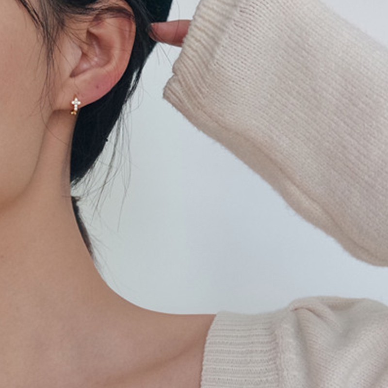 Khuyên tai tròn mạ vàng 24k đính đá sang trọng cao cấp