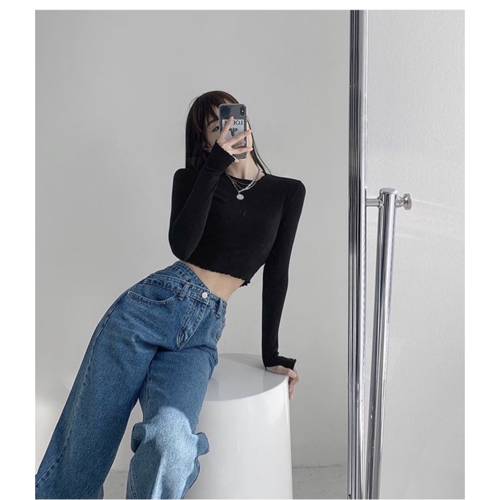 Quần Jean nữ Fm Style, quần ống suông 2 lưng 329, quần dài, chất denim cao cấp 211125581