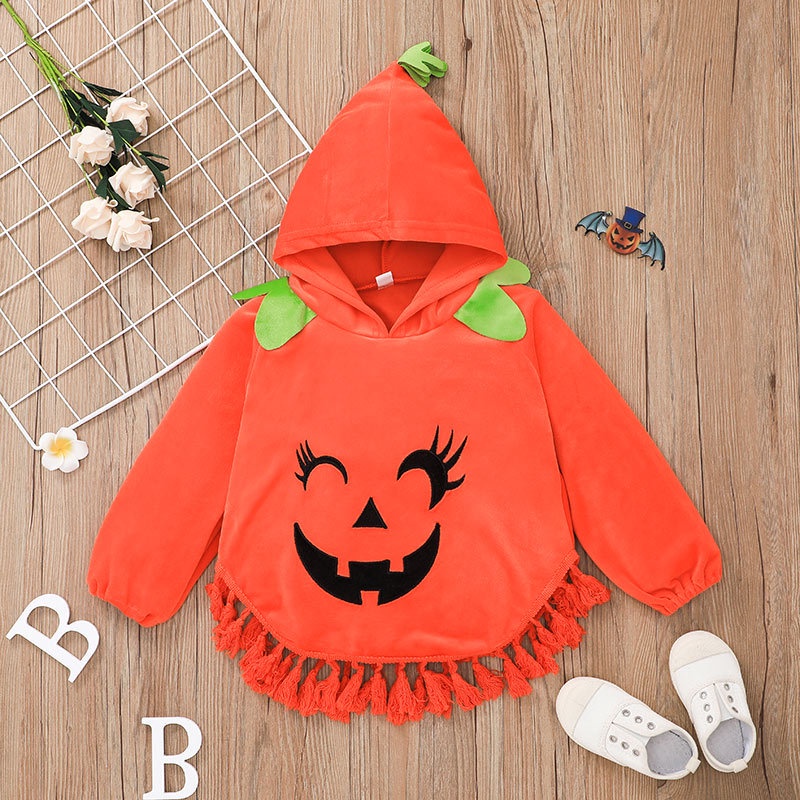 Áo Hoodie Tay Dài Halloween Giữ Ấm Mùa Đông In Hình Hoạt Hình Áo Khoác Dành Cho Bé Trai Gái 2-7 tuổi