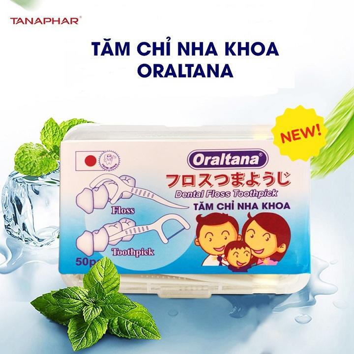 Tăm chỉ nha khoa Oraltana hộp 50 cái - ngăn chặn các mảng bám chân răng giúp giữ răng miệng sạch và chắc khỏe - 1 Hộp