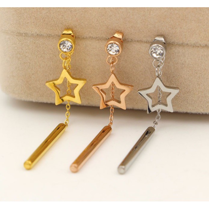 Bông Tai Ngôi Sao Tòn Ten Titan Ko đen TT 0394