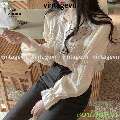 Áo babydoll tay bèo tiểu thư , sơ mi nữ cổ bèo tay FREESHIP 50K A010