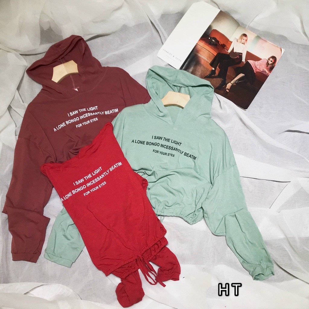 ÁO HOODIE thun mỏng, chun eo siêu xinh, siêu nghịch ẢNH THẬT