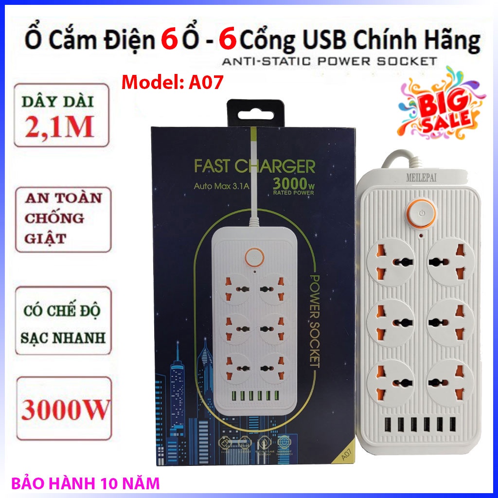 ⚡️𝐂𝐨𝐦𝐛𝐨 𝟐 𝐂𝐚́𝐢⚡️Ổ cắm điện lioa A07, phích cắm đa năng thông minh tích hợp usb 3 lỗ gắn tường chống cháy nổ, an toàn