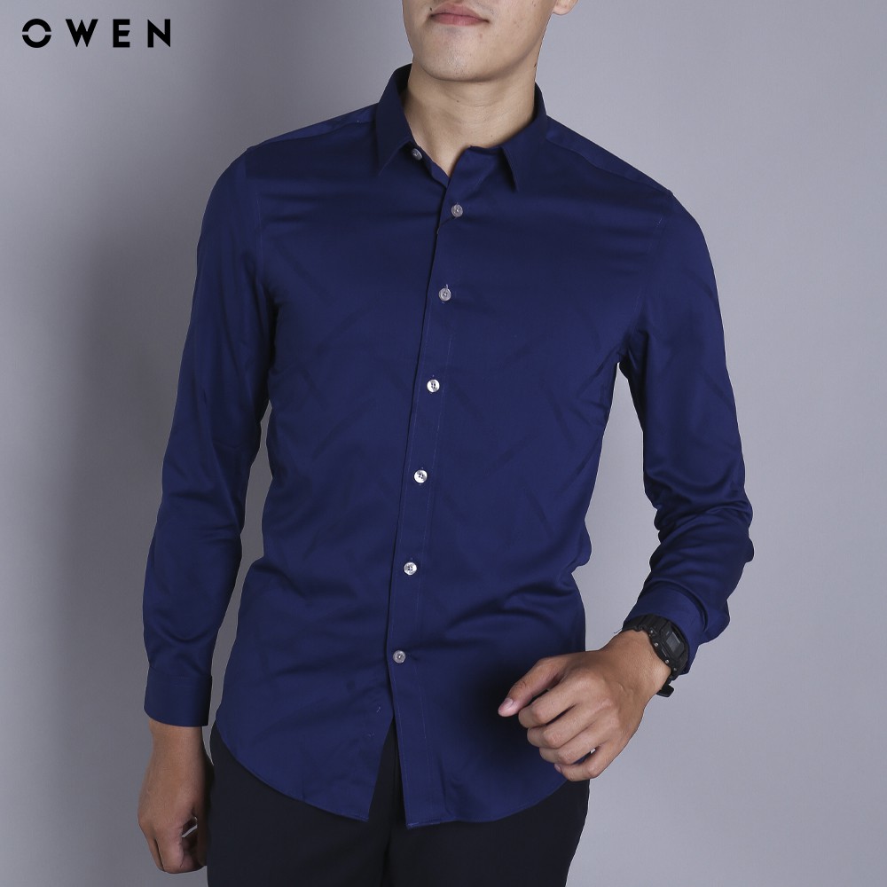 Áo sơ mi nam dài tay Owen dáng Regulafit màu xanh - AR80601D