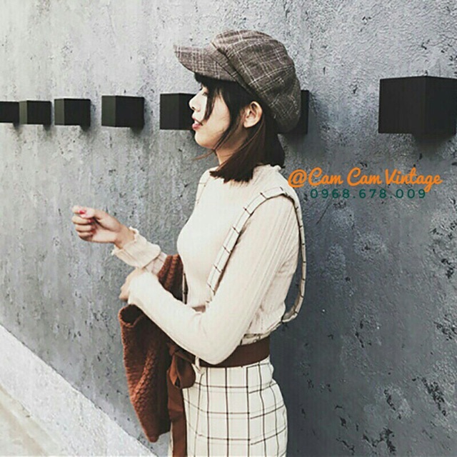 MŨ LƯỠI TRAI , NÓN LƯỠI TRAI NAM NỮ, MŨ PHỚT DẠ CARO NEWSBOY ULZZANG