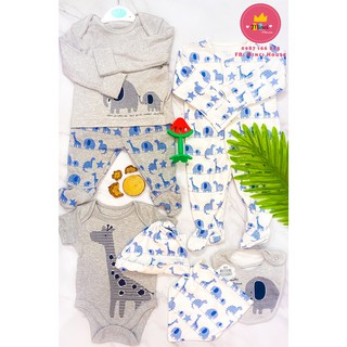 Hàng Auth nhập khẩu - Set đồ 7 món (suits, quần áo, mũ, yếm) cho bé sơ sinh