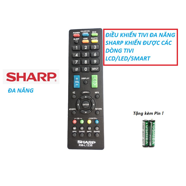 Điều khiển tivi SHARP ĐA NĂNG RM-L1238 dành cho Tivi Smart