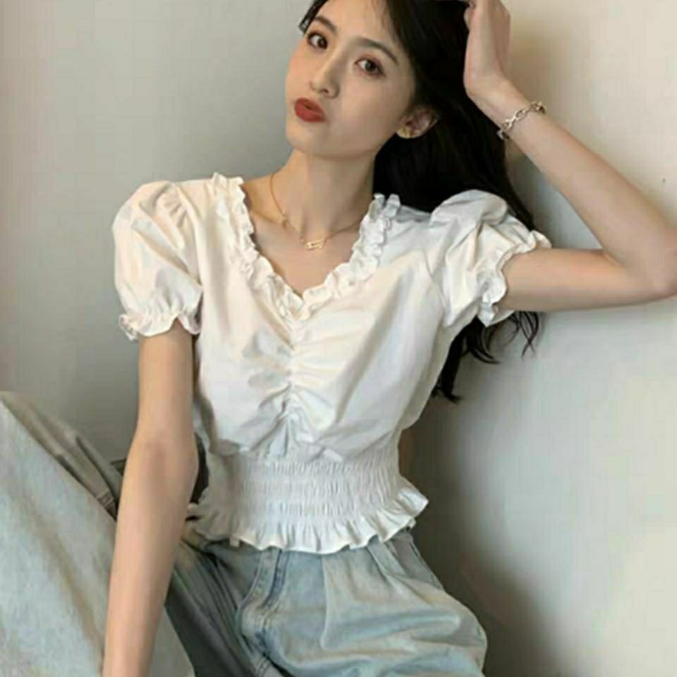 Áo croptop Cổ Chữ V Tay Phồng Thời Trang Dành Cho Nữ 2022 JL-TX-205