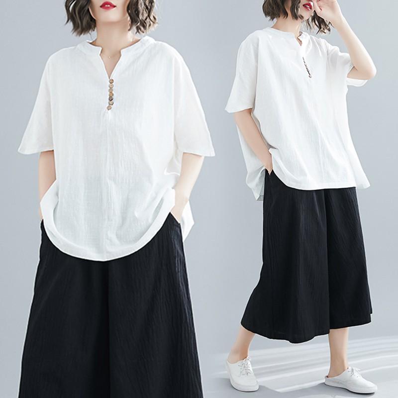 A23 áo big size freesie sơ mi rộng cổ v tay lỡ trẻ trung phong cách hiện đại mẫu mới