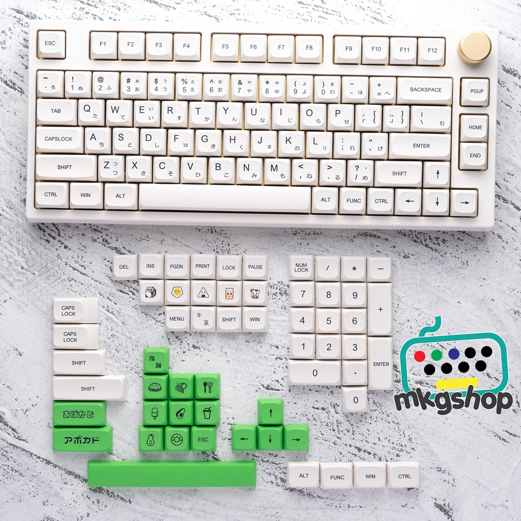 Keycap XDA Milk Avocado 136 nút nhựa PBT in nhiệt cực nét font tiếng anh
