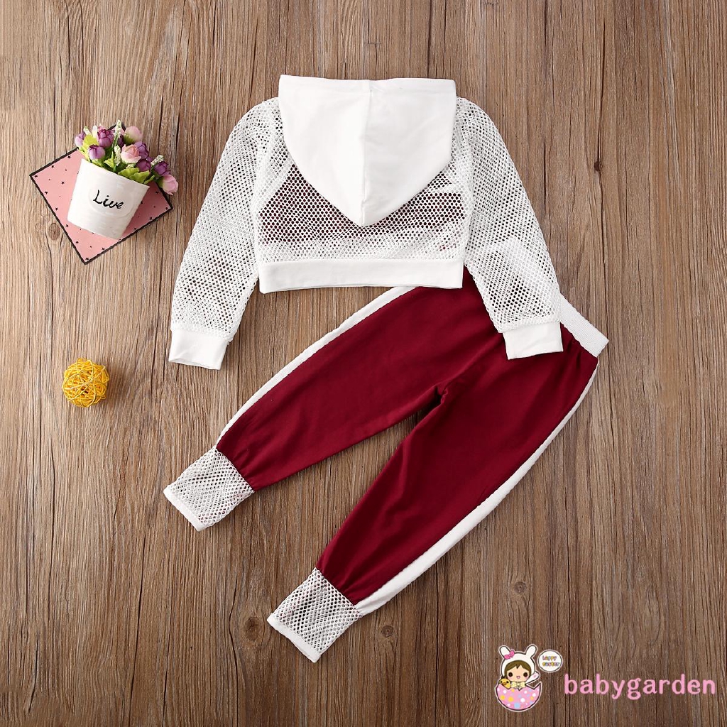 Set Áo Croptop Phối Lưới+Quần Dài Cho Bé Gái