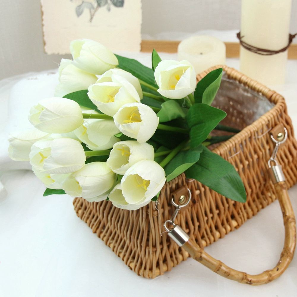 Bó Hoa Tulip Nhân Tạo 9 Bông Trang Trí Tiệc Cưới / Sân Vườn Diy