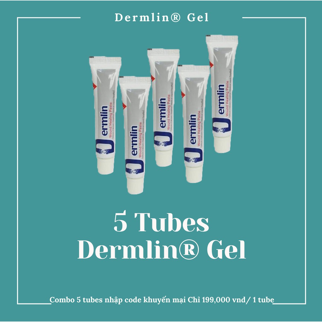 Combo 5 Hộp Dermlin Gel Nano, Công Nghệ USA, làm lành nhanh vết thương, thẩm mỹ tránh sẹo thâm, sẹo rỗ