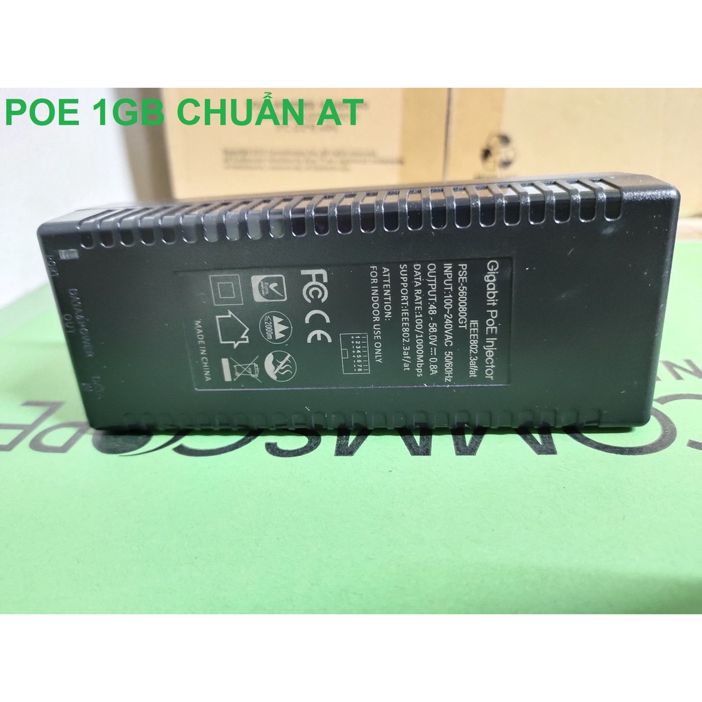 Nguồn POE 56V - 0.8A 2 Port tốc độ 10/100/1000 Gigabit chuẩn AT chuyên dụng cho wifi aruba