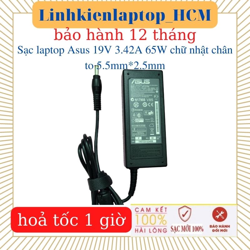 Sạc Laptop Asus 19V- 3.42A- 65W chữ nhật chân to